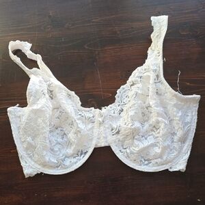 Smart & Sexy White Lace Underwire Bra 38DDD - Sheer Full Coverage Lingerie